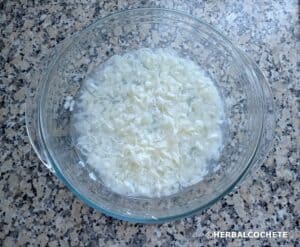 grated soap with water