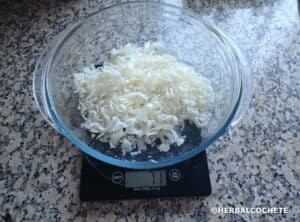 measuring grated soap