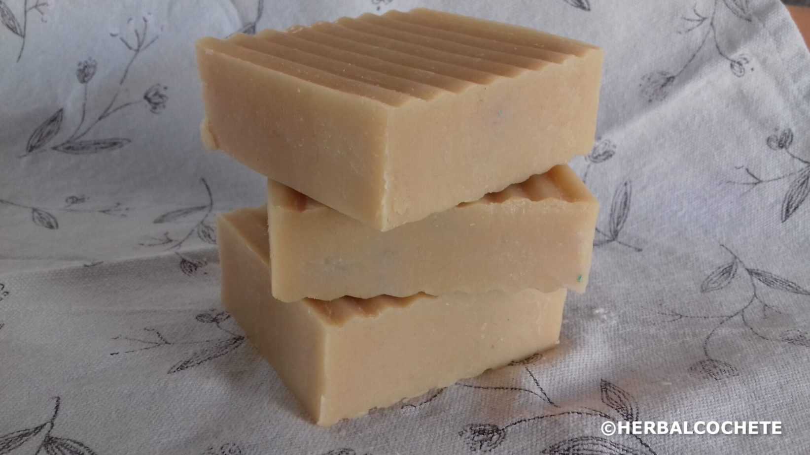 pile of 3 pretty golden brown soap bars