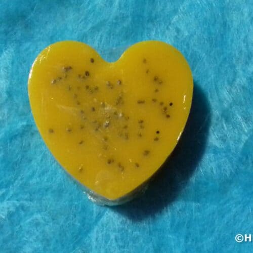 Yellow melt and pour soap with chia seeds