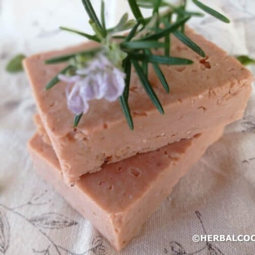 shampoo bars with rosemary flower on top