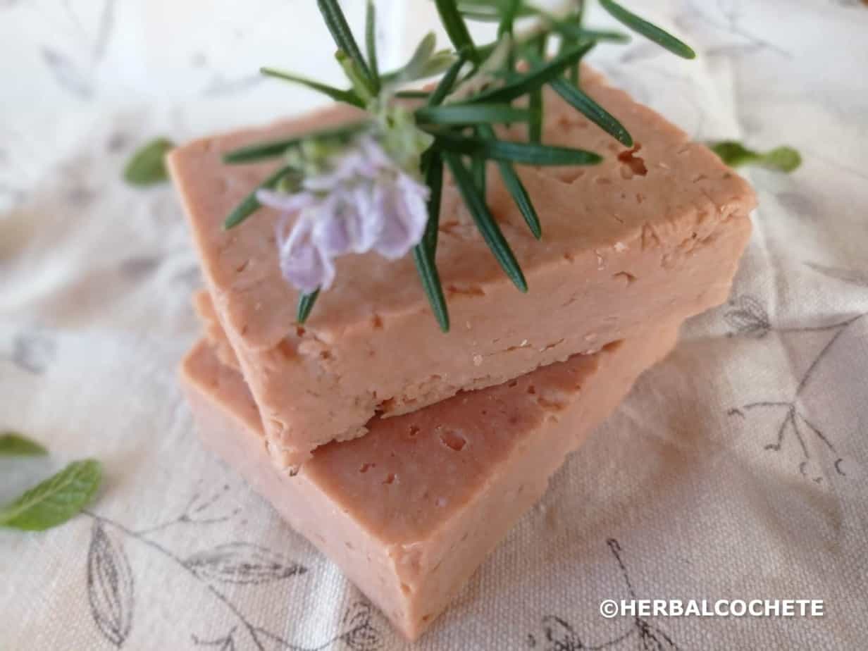 shampoo bars with rosemary flower on top