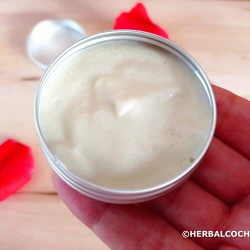 tin can of natural homemade face lotion