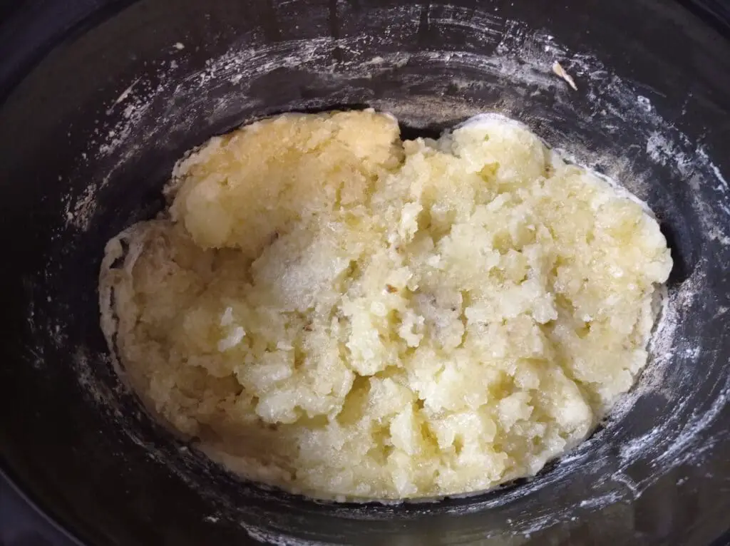 half cooked soap paste insode slow cooker