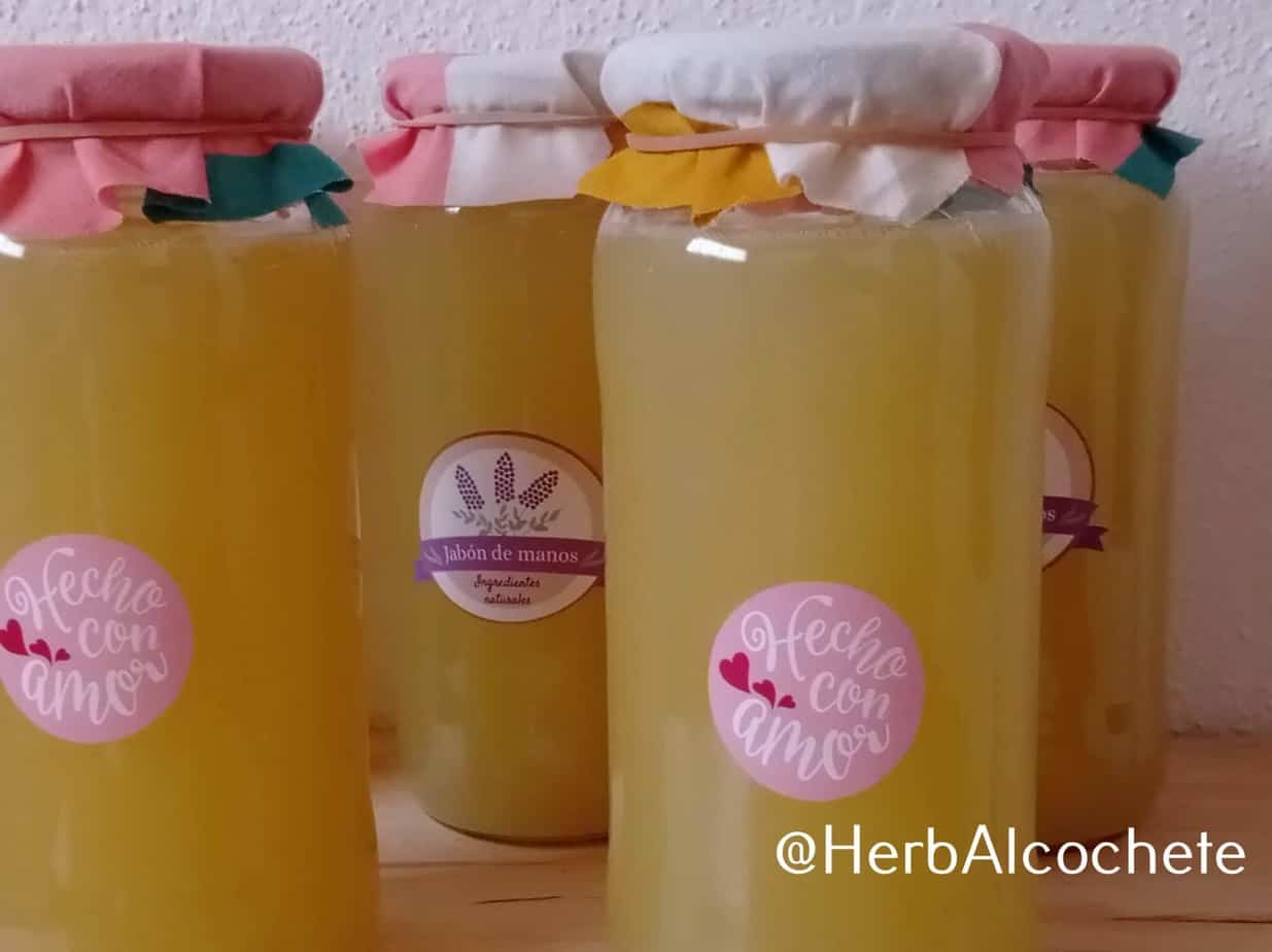 homemade liquid soap with shea butter