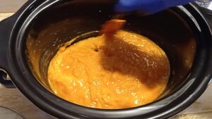 scraping soap from the sides - hot process with slow cooker