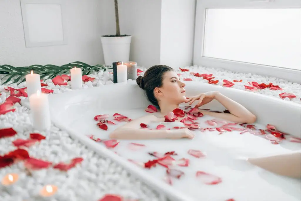 bath with rose petals